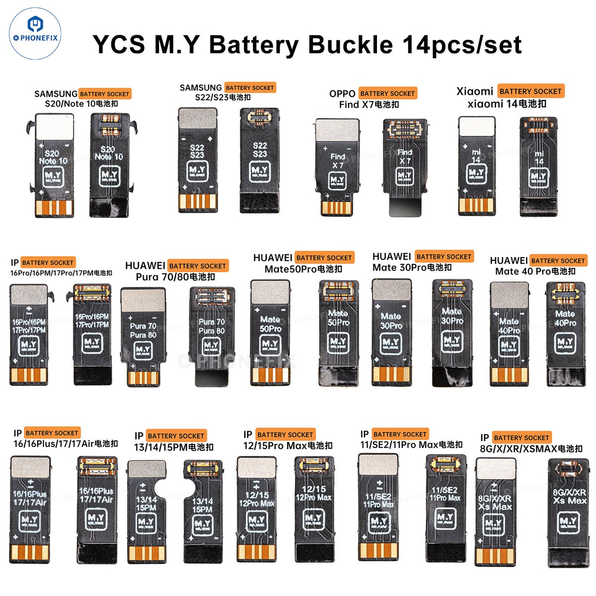 Phone Battery Replacement - Zestaw złączek baterii do naprawy telefonów